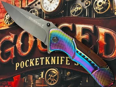 [1239] Browning F81 Taschenmesser Rainbow Linerlock Folder