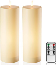4" X 12" Large Flameless Candles with Remote  Timer, Waterproof Outdoor Battery