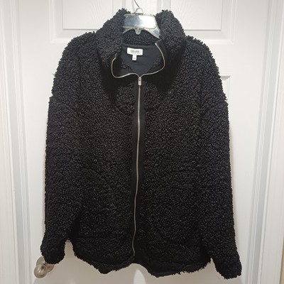Haven Well Within Black Full Zip Sherpa Jacket XL Women's Pockets Lined EUC 
