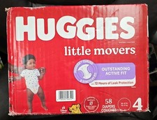Huggies Little Movers Size 4 Diapers 58 Ct Box New