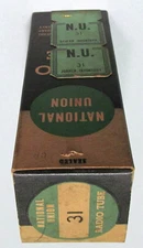 NATIONAL UNION TYPE 31 POWER TRIODE - NOS/NIB - TESTED - FOR 2 VOLT BATTERY SETS