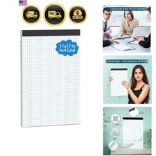 Large Graph Paper Pad 11 x 17, Grid Paper, 4x4 Graph Ruled, Blueprint Quadril...