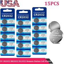 15 PCS CR2032 Lithium Battery 3V Button Cell for Scopes Sights-Carded Remote
