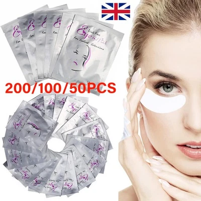 FINE-TOPGOODS Up to 200 Eyelash Lash Extensions Under Eye Gel Pads Lint Patches Makeup Salon