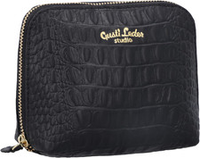 Beauty Case Leo - Borsa per Cosmetici, in Pelle, Colore: Nero