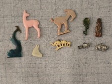 Vintage Cracker Jack Prize Lot - 9pc Mixed Estate Find - Plastic, Metal, Charms