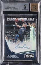 2018-19 PANINI THREADS SIGNATURES PREMIUM #3 LUKA DONCIC RC /105 BGS 9 AUTO 10