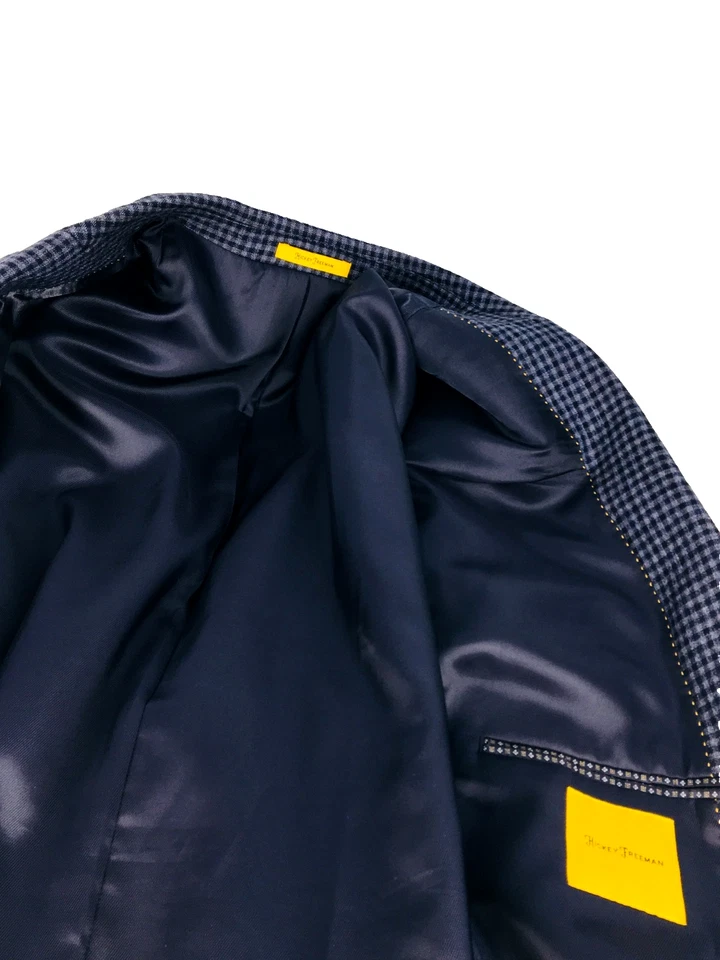 50L Hickey Freeman USA Mens Recent 2 Bttn Pure Wool Blazer Sport Coat Navy Gray - Image 4 of 4