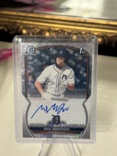 Max Anderson 1st 2023 Bowman Draft Chrome Prospect Auto HTA Choice /150 Tigers