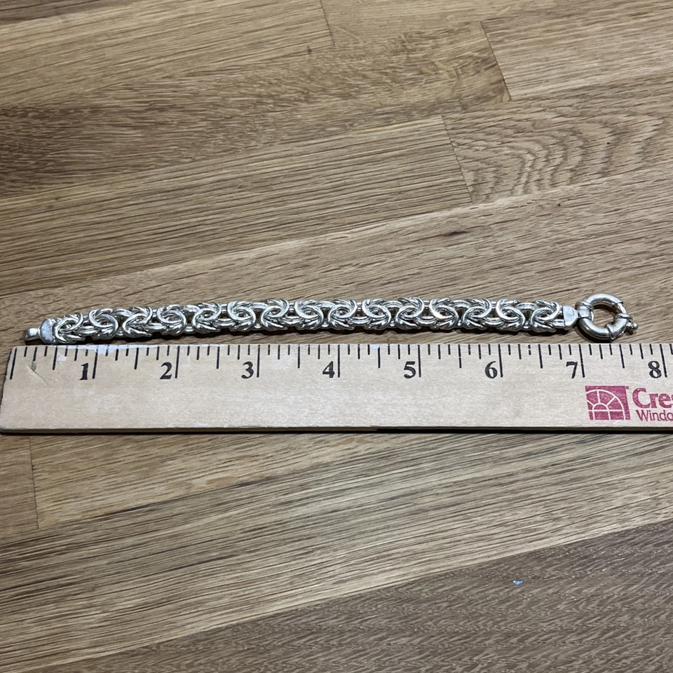 Неподписанный византийский филигранный коренастый браслет из серебра 925 пробы 7,5 дюйма - Италия - Изображение 3 из 4