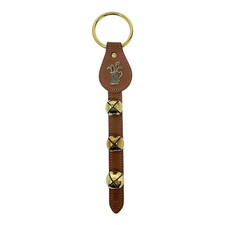 Belsnickel Golf Bag Charm Taupe Leather Sleigh Bell Door Hanger Made in USA