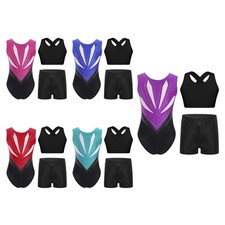 Kids Girls Set Yoga Outfit Performance Suit Rhinestones Activewear Athletic