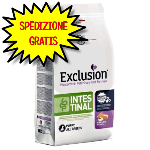 EXCLUSION DIET INTESTINAL DOG CROCCHETTA ALL BREEDS PUPPY MAIALE E RISO 2 KG