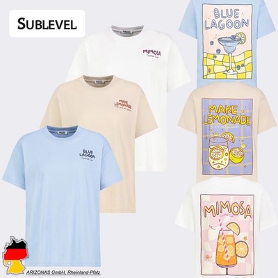 Sublevel DamenT-shirt Foto-Print und Spruch Rundhals Kurzarm Bequeme Passform