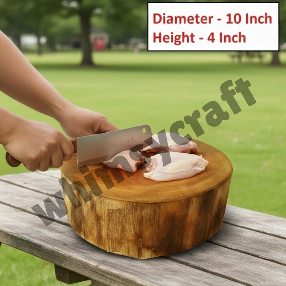 Wooden Chopping Cutting Board Handcrafted Barker Live Edge Butcher Block 10x4in - Image 3 of 4