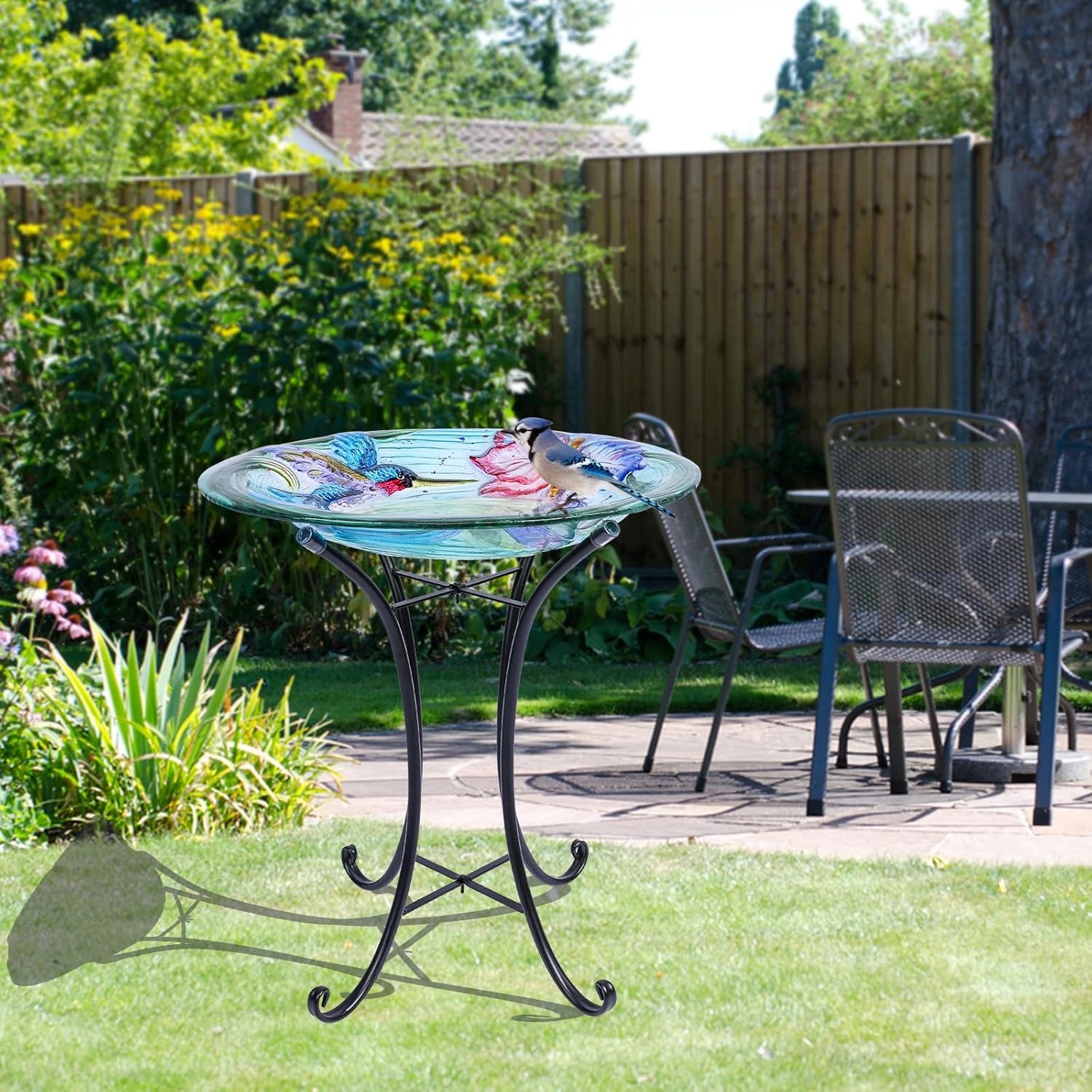 MUMTOP Bird Bath-Outdoor Glass Birdbath - Baths for Outdoors... 