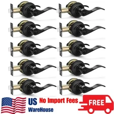 10 Pack Matte Black Door Handles Privacy Door Levers, Heavy Duty Bed and Bath