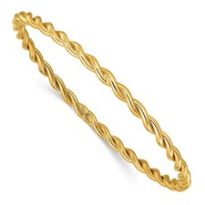 14K Yellow Gold Polished Twist Slip-On Bangle Bracelet 3.69gm