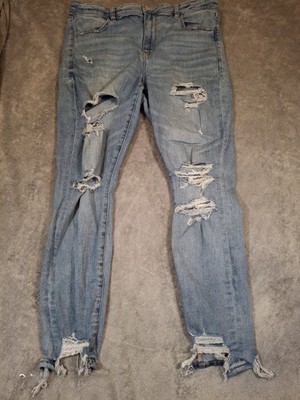 American Eagle Women's Next Level Stretch  Hi Rise Jegging Distressed  16R