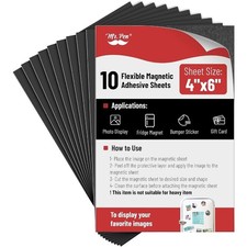 Adhesive Magnetic Sheets 4x6 Inch 10 Pack Flexible Magnetic Roll with Strong