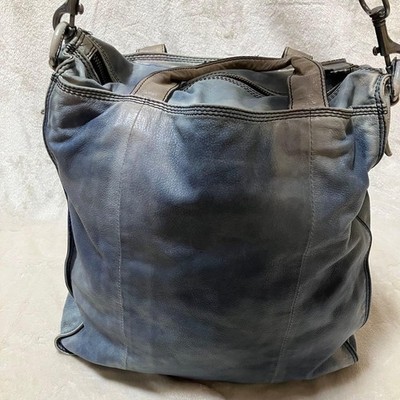 DIESEL Archive Big Leather Shoulder Bag Y2K Denim Indigo Used in