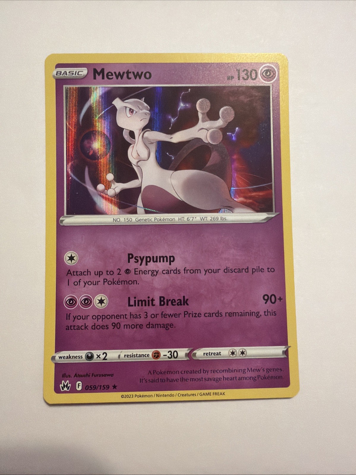 Mewtwo 059/159 Crown Zenith Holo Pokemon TCG 0404
