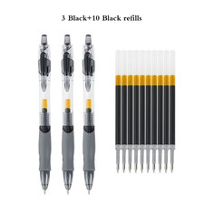3 Retractable Gel Pens Set Black Red Blue Ink Office School Writing Pens
