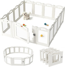 Foldable Clear Acrylic Dog Playpen with Door, 23.6" Acrylic Puppy Playpen, Easy