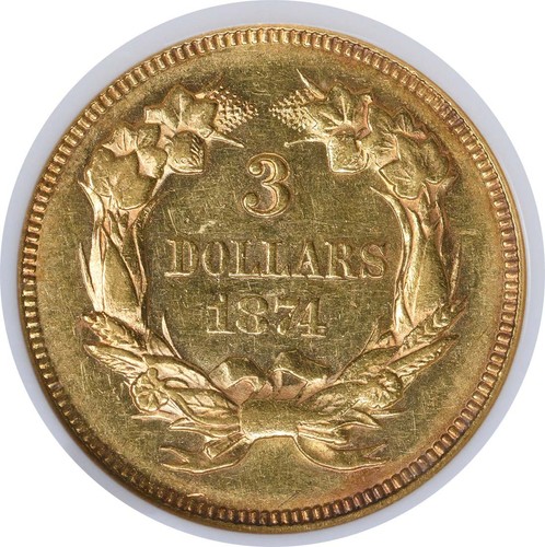 1874 $3 Gold AU55 NGC - Picture 4 of 4