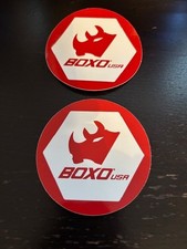 BOXO USA QUALITY TOOLS 2PC LOGO 3" RED WHITE STICKER SET