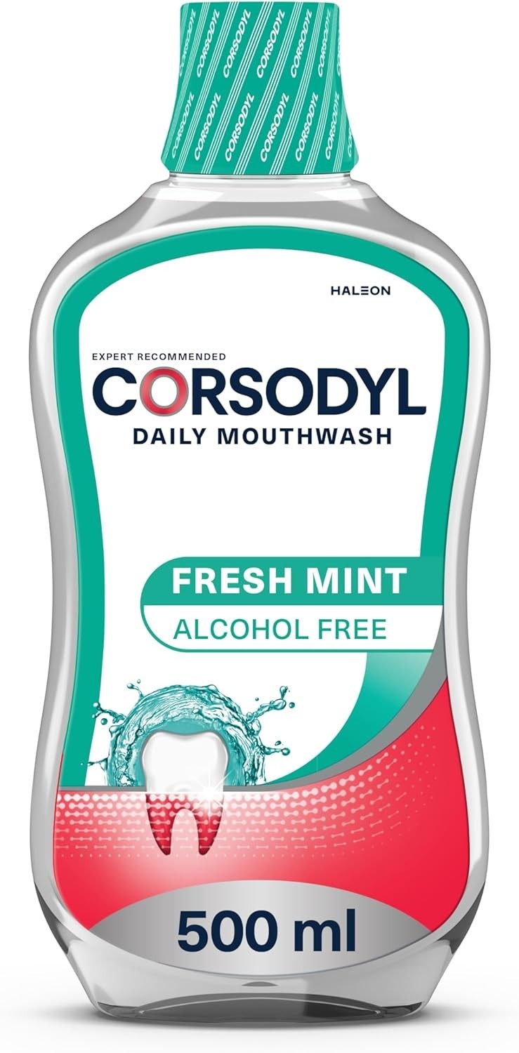 Corsodyl Daily Fresh Mint Alcohol Free Mouthwash 500ml Exp 17/03/27 - Image 2
