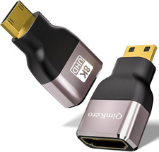 Mini HDMI to HDMI Adapter 2-Pack, 8K 60Hz, 4K 144Hz, 2K 240Hz Female to Mini HDM