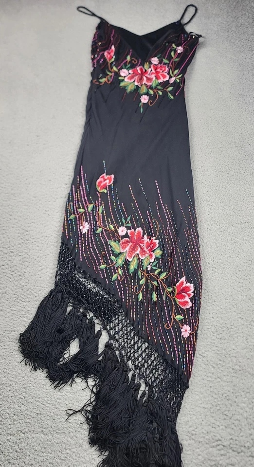 Sue Wong Silk Dress 4 XS Beaded Embroidered Fairy Cocktail Nocturne Bodycon VTG - Image 2 of 4