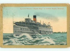 Pre-chrome BOAT SCENE Lachine Rapids At Lasalle - Near Montreal Quebec QC AF5370