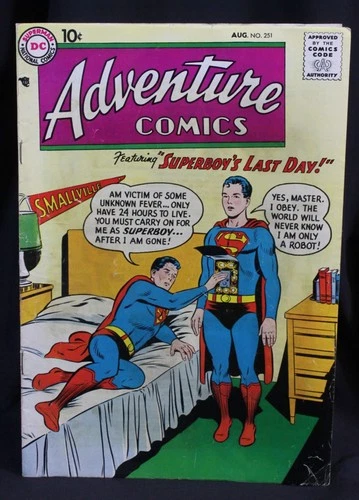 Vtg Adventure Comics Book #251 Superman Superboy Silver Superhero DC 1958 Estate