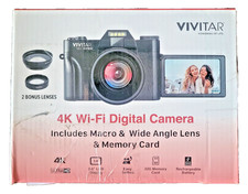 Vivitar 4K Wi-Fi Digital Camera VECXX100-BLK includes Macro  Wide Angle Lens