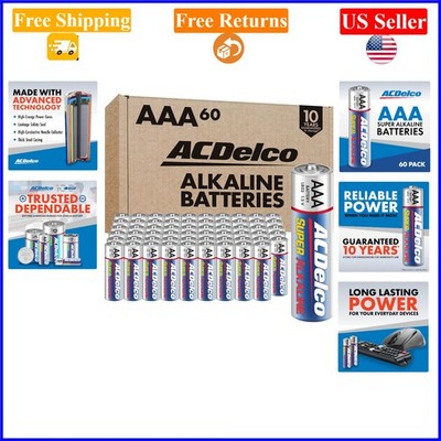 ACDelco 60-Count AAA Super Alkaline Batteries, Long Shelf Life, Reclosable