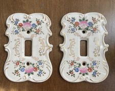 Vintage Porcelain Botanical Flower Cottage Li...