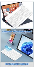 White Bluetooth Rechargeable Compact Keyboard, Silent Click, Portable