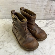 Vintage Leather Kids Boots Brown Pull On Western Farmhouse Decor