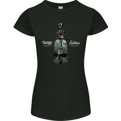 Vintage Scooter Nostalgie Speed Shop Damen Petite Schnitt T-Shirt