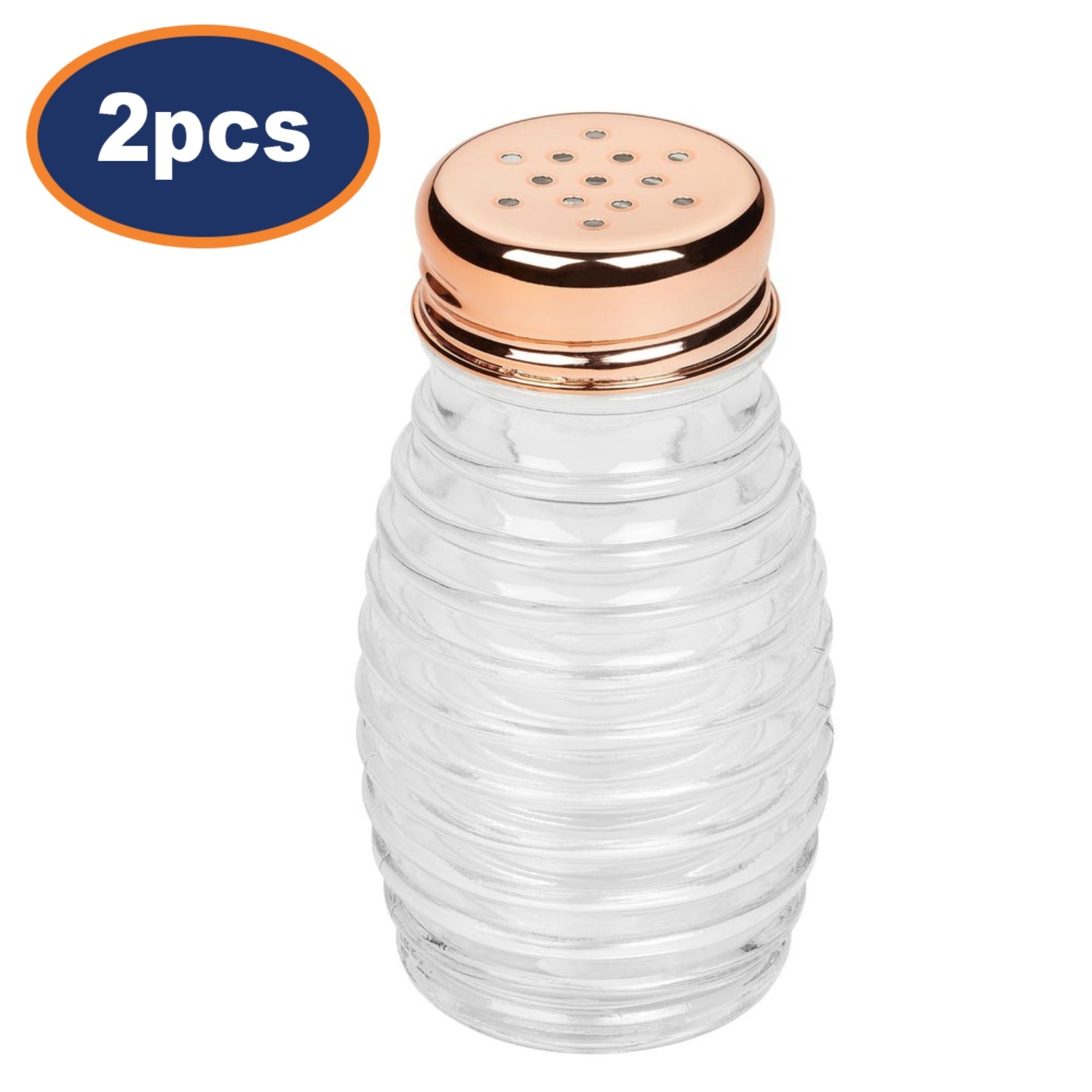 Tala Glass Salt Pepper Shaker Dispenser Clear Rose Gold Lid Storage 85ml 2Pcs