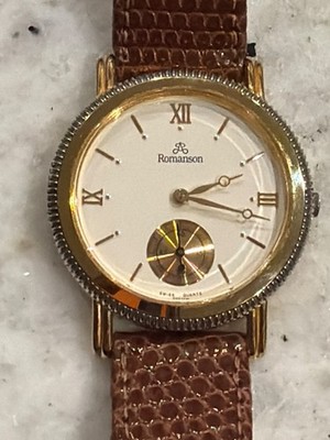 ICONIC ROMANSON LUXURY WATCH  GOLD BEZEL LATIN CASE & SUB-SECOND