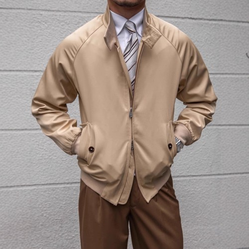 Mens Stand Collar Long Sleeve Zip Coat Retro British Jacket Short Outwear Autumn - Picture 2 of 26