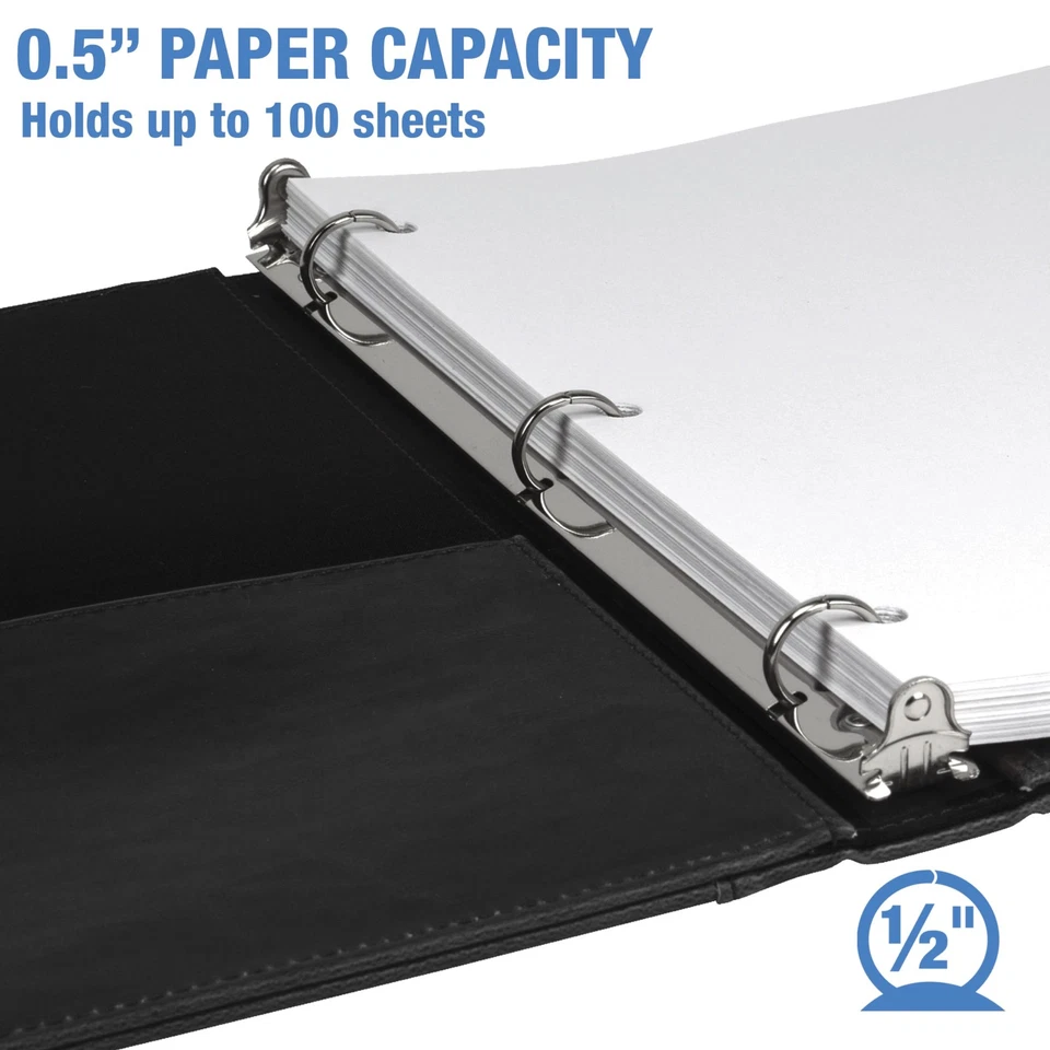 Carpeta de cuero de 3 anillos de tapa dura vintage, organizadores profesionales de carpeta, plan... Foto 3 de 4