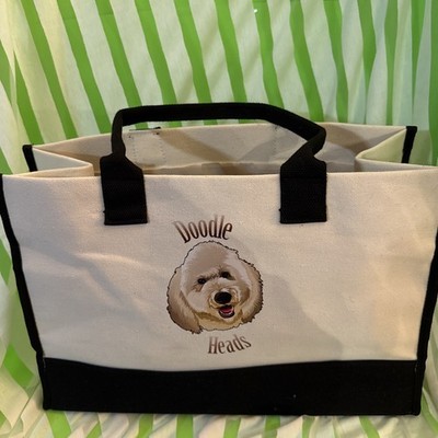 Doodle Head, Black And White Canvas Tote Bag Perfect For The Dog Lover In You