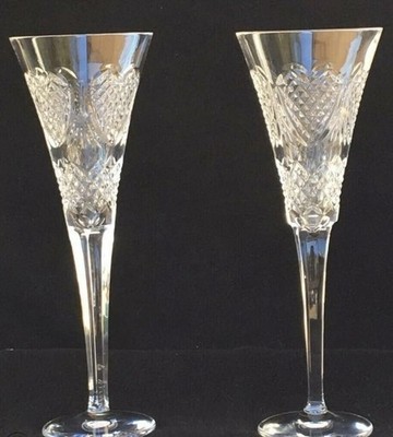 Pair of Waterford  10.25  Tall Wedding Heirloom Champagne Flutes (3 Flutes)
