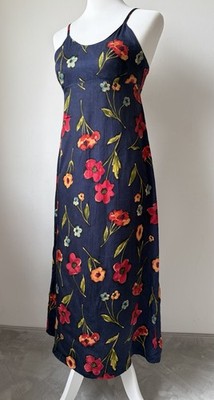 Marie Philippe Kleid Maxi Vintage Blau Blumen Floral Sommerkleid Träger Gr. 36