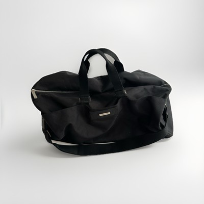 Versace Parfums Nylon And Leather Travel Bag With Strap And Outer Pockets