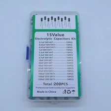​​Best Value! 200PCS Electrolytic Capacitors 0.1μF-220μF 15 Specs Kit